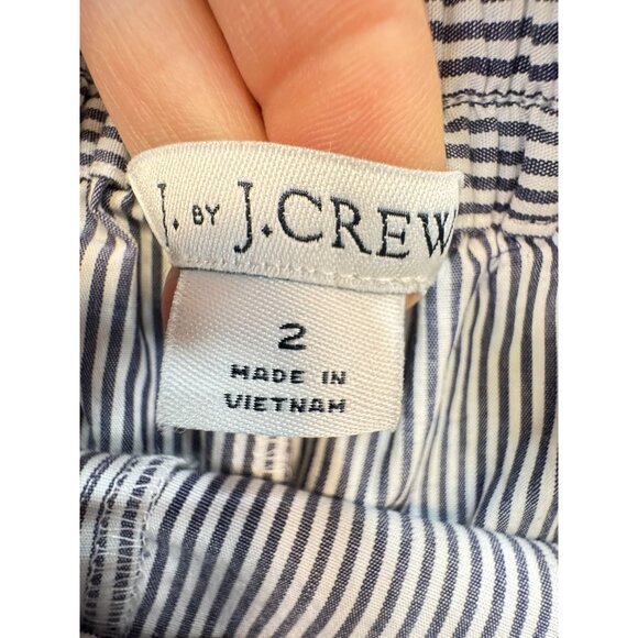 J. Crew Women's Casual Shorts Lightweight Summer Stripe Cotton Size 2 Blue White - Picture 2 of 12